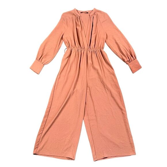 Zara Mauve Dusty Pink One Piece Pants Jumpsuit Large - Picture 1 of 16